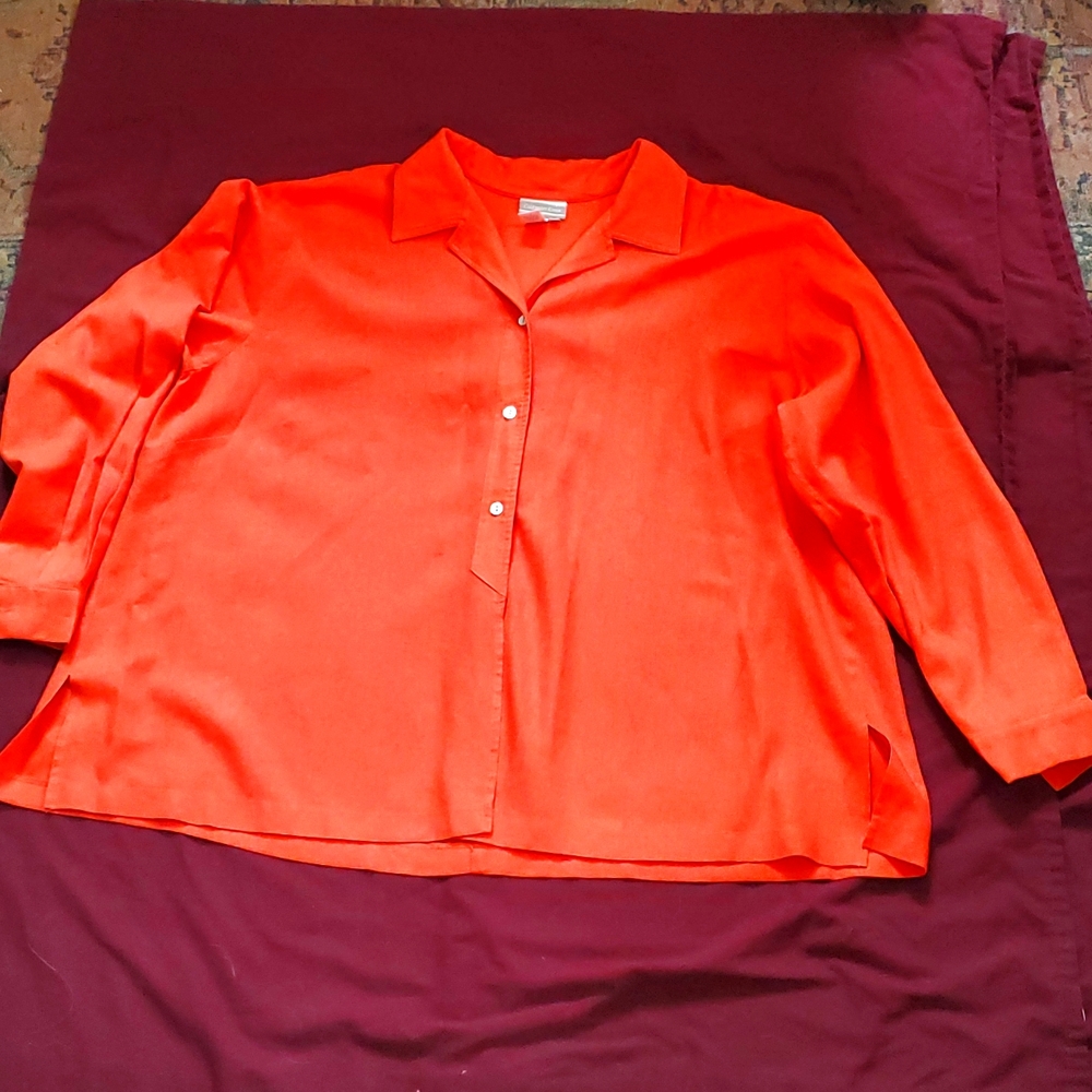 Orange Linen/Rayon Blouse